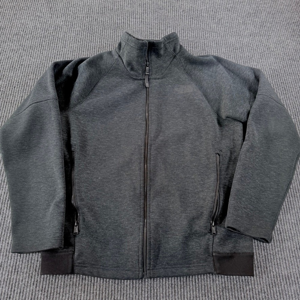 The North Face Full Zip Fleece Jacket Mens Medium Gray Heather Wool Blend